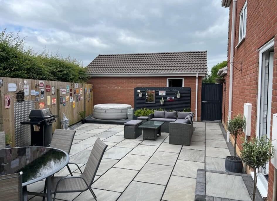 Freshly laid paving creating a practical outdoor area