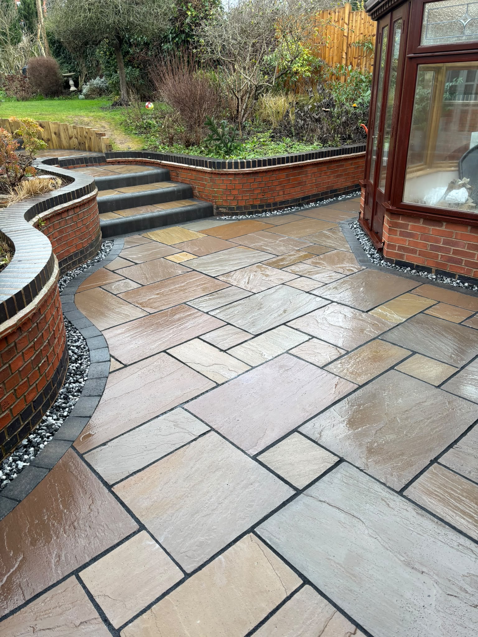 Professional garden paving installation